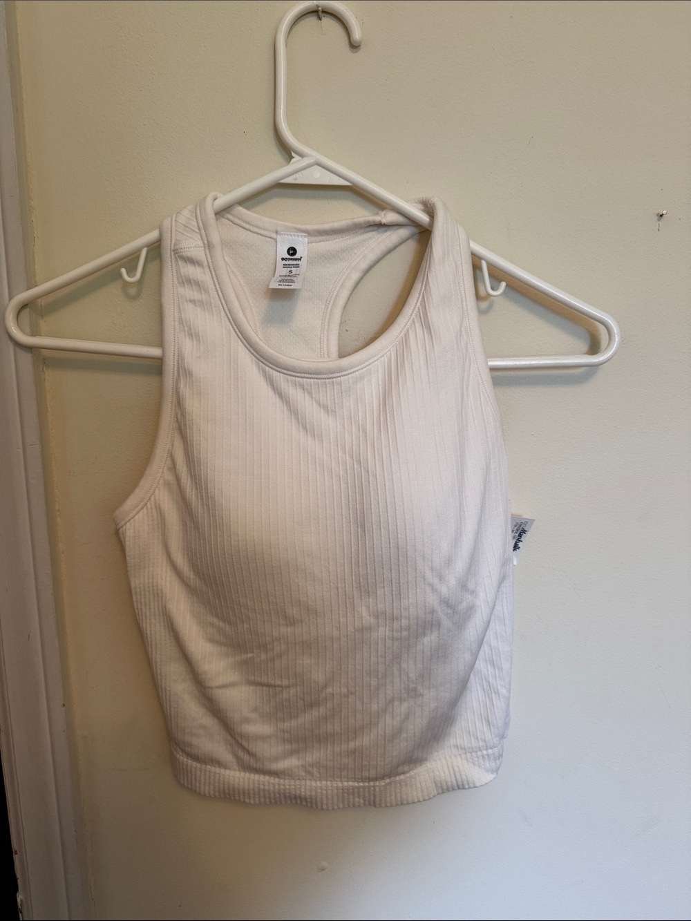 Women's White Ribbed Racerback Tank Top